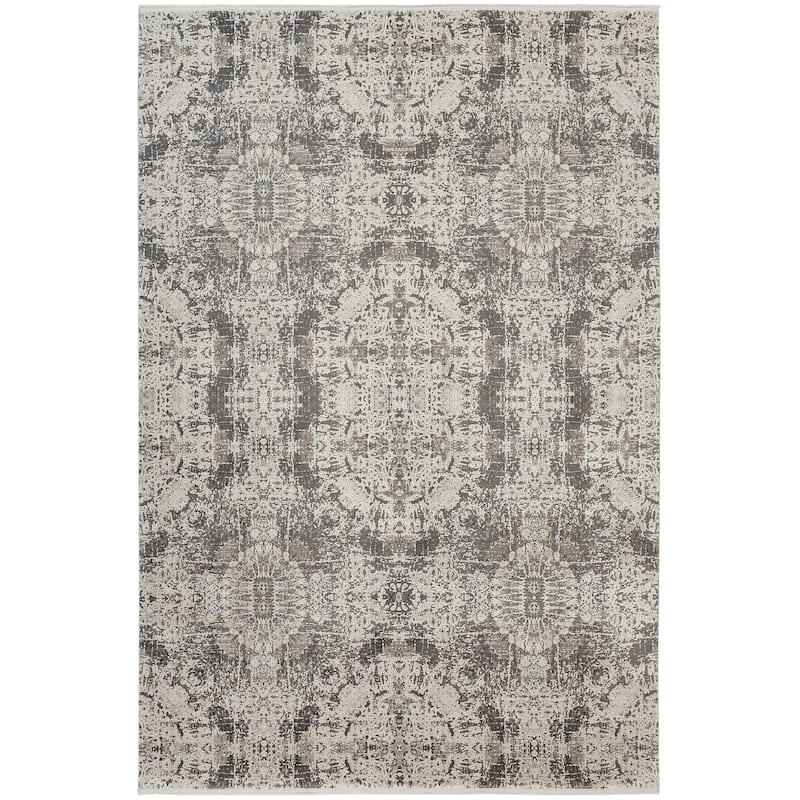 Grand Bazaar Lindstra Machine Made Abstract Modern Area Rug - 4'10" x 7'10" - Gray/Ivory/Taupe