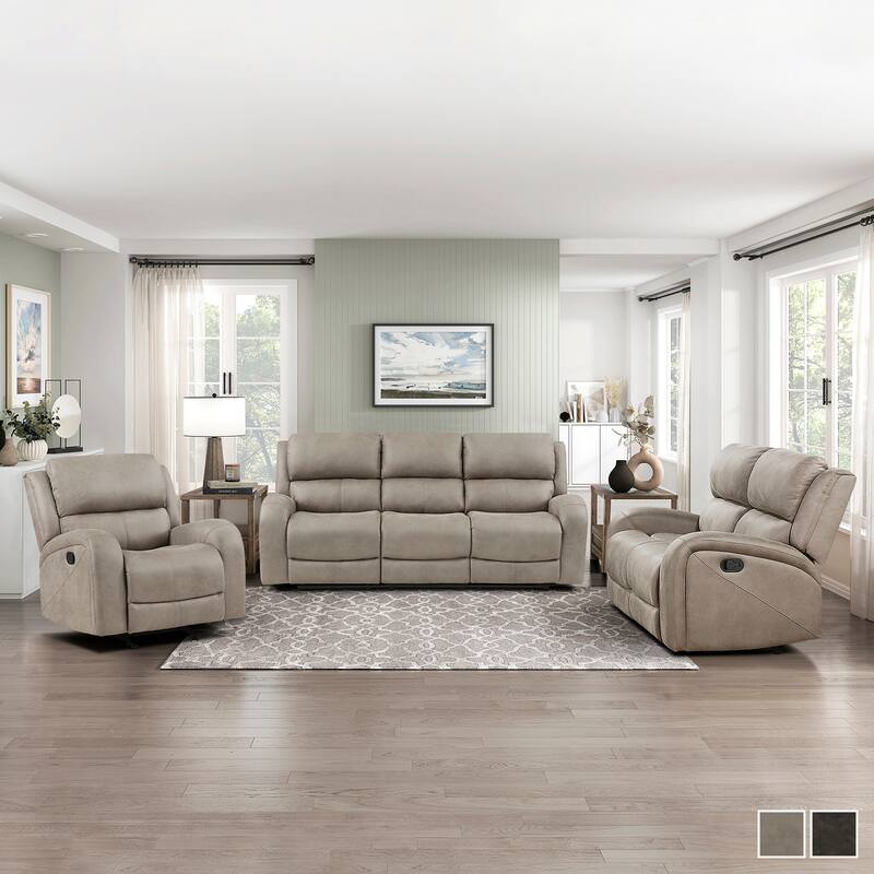 Fremont & Park Mabel Polished Microfiber 3-Piece Manual Reclining Sofa Set