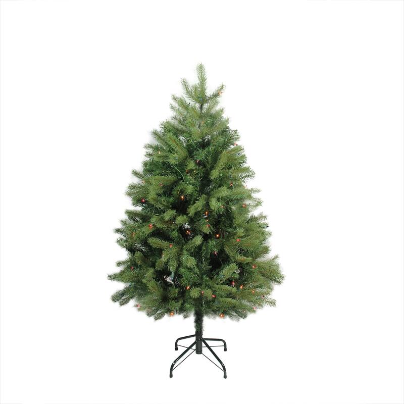 4' Pre-Lit Full Noble Fir Artificial Christmas Tree Multi-Color Lights - 4 Foot