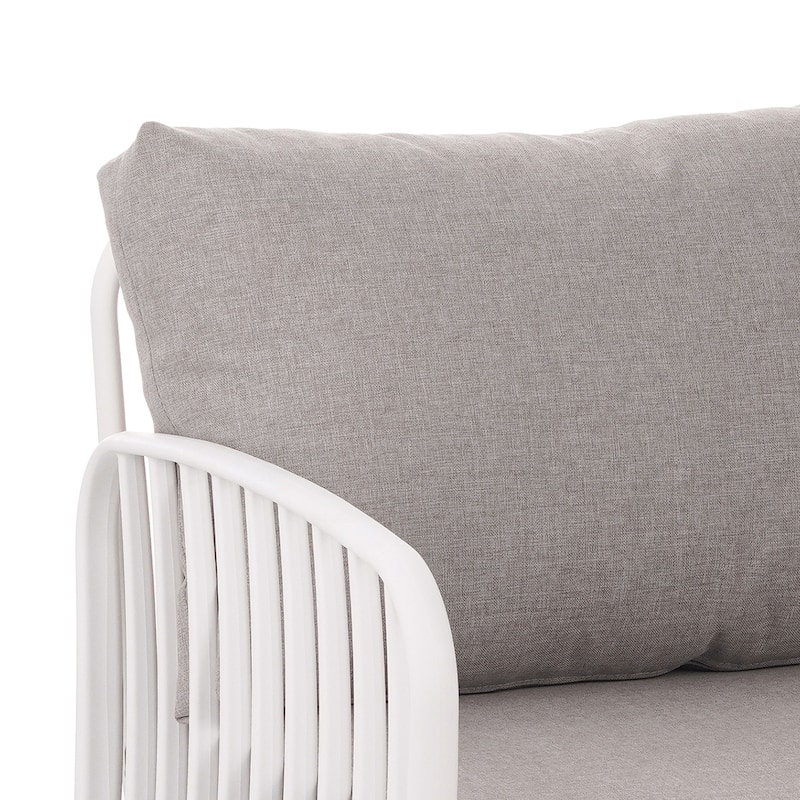 Roomfitters Outdoor Patio Club Chair with Waterproof Cushions, Deep Seating Modern Furniture for Garden or Balcony, White Gray