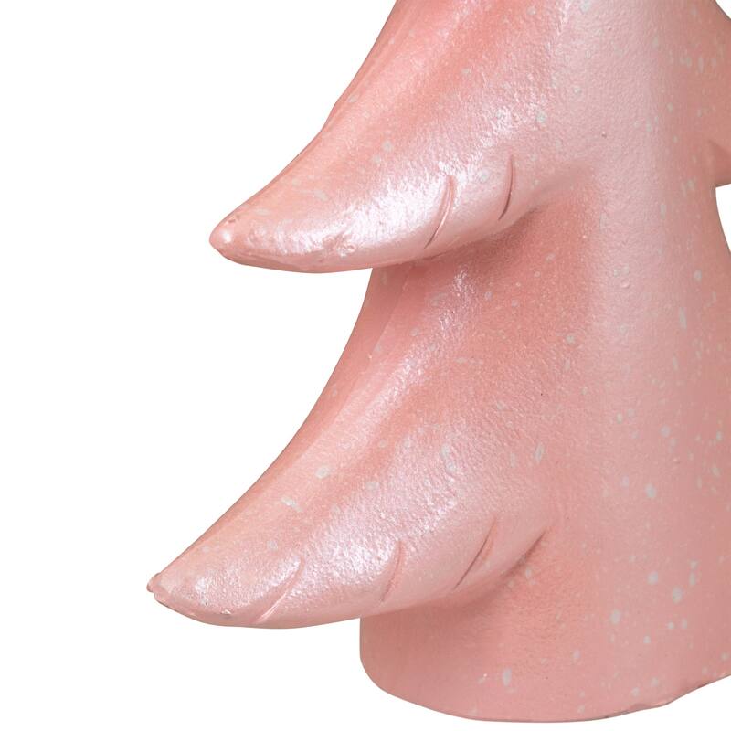 Snowy Shiny Christmas Tree Tabletop Decoration - 10" - Light Pink
