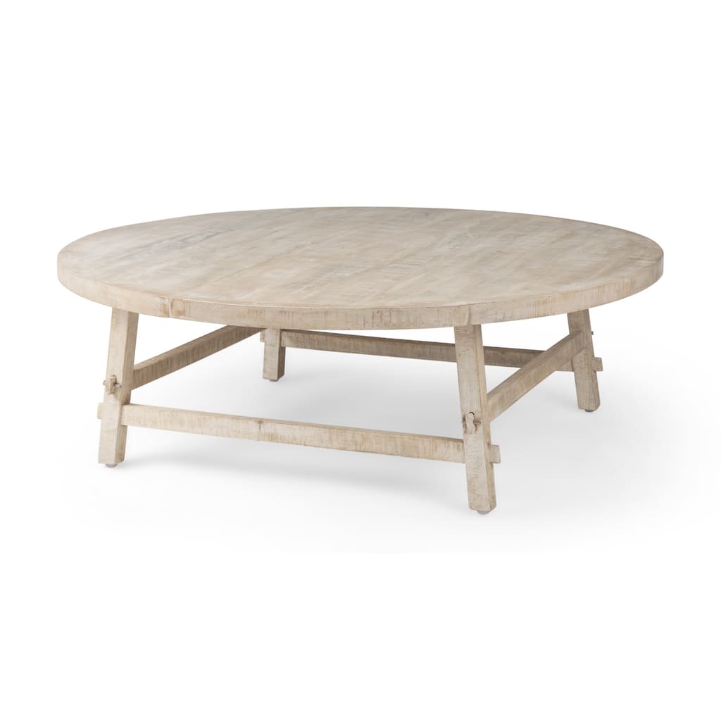 Rosie Blonde Solid Wood 48" Round Coffee Table - 48"L x 48"W x 16"H