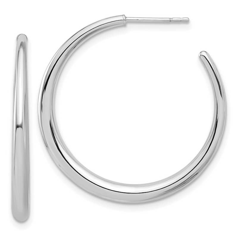Curata 14k White Gold Polished Hoop Post Earrings - 32.1x32.2mm