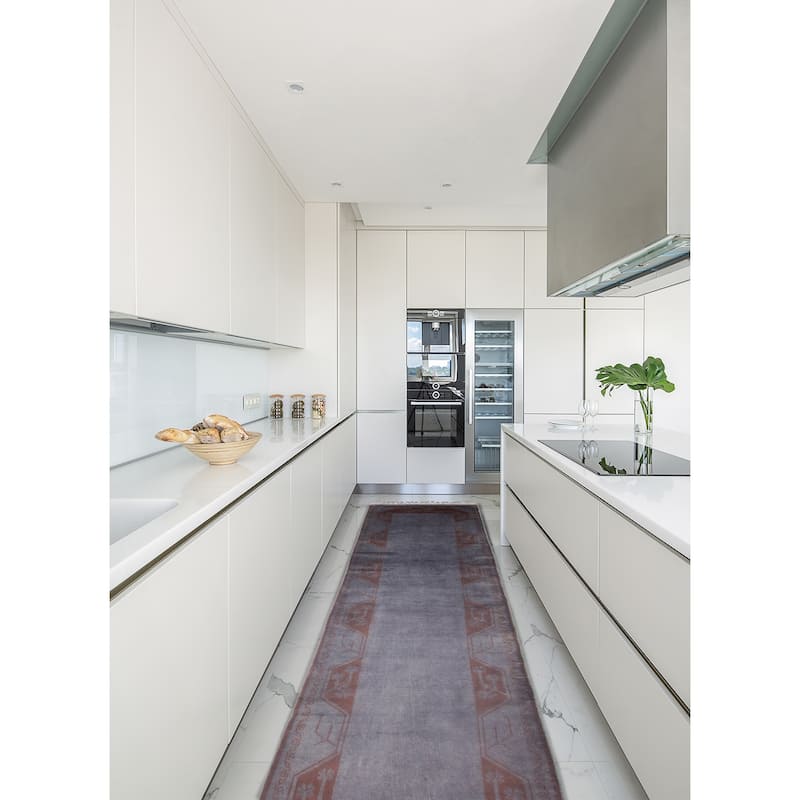 ECARPETGALLERY Hand-knotted Color Transition Grey Wool Rug - 2'8 x 10'6