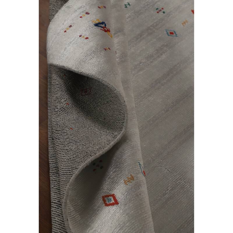 Hand Knotted Oriental 100% Wool Carpet Tribal Tribal Green Gabbeh Area Rug - 8' 1'' X 4' 10''