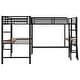 preview thumbnail 5 of 9, Black Twin Size Double Loft Bed with 2 Built-in Desks, Metal Loft Bed Frame with Safety Guardrails, Space-Saving Noise Free