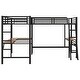 preview thumbnail 7 of 9, Twin Size L Shaped Loft Bed with 2 Desk, Heavy-Duty Steel Bed Frame with Safety Guardrails & 2 Ladders for Kids Teens Girls Boys