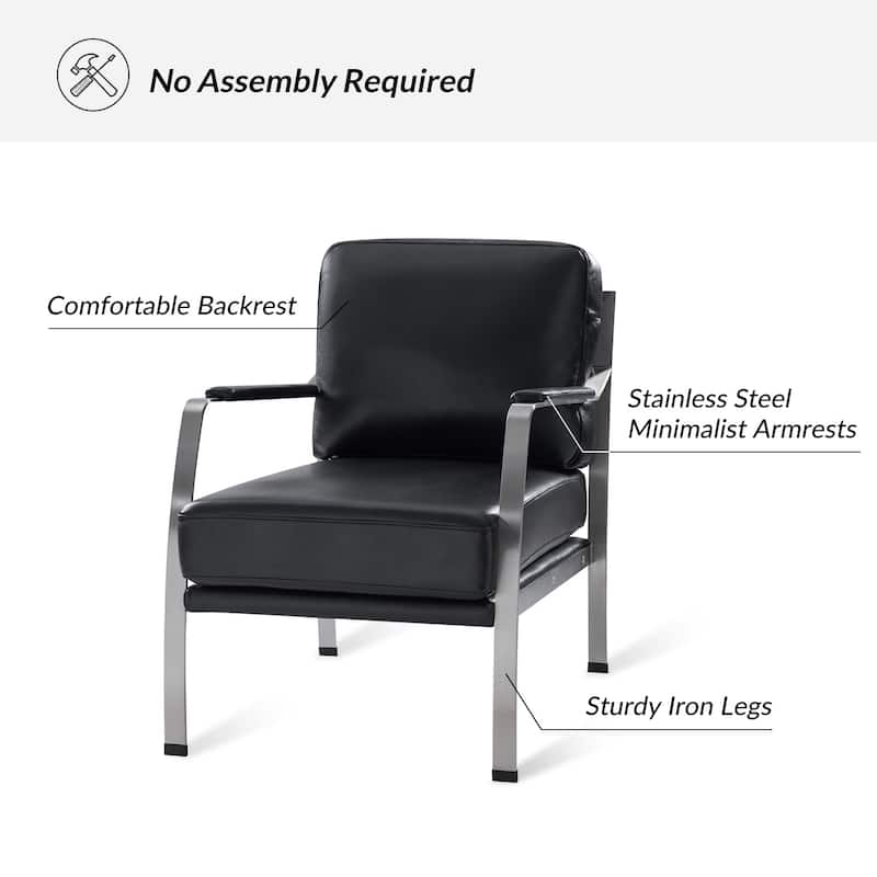 Salvatore Modern Genuine Leather Armchair with Foot Caps by HULALA HOME