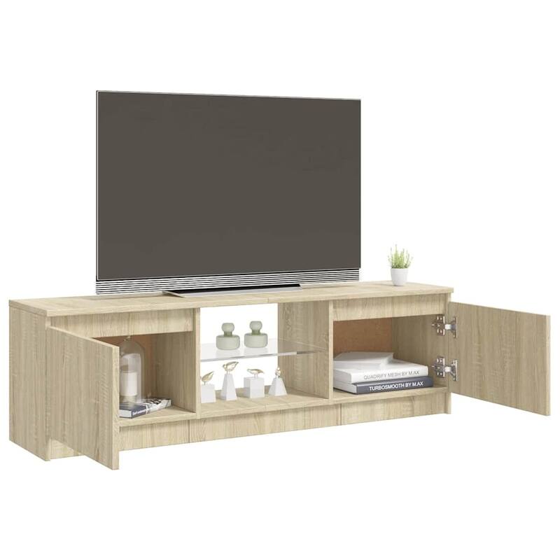 vidaXL TV Stand with LED Lights Sonoma Oak 47.2"x11.8"x14.2" - 47.2" x 12" x 14"