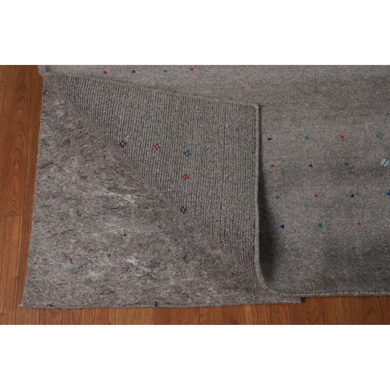 Hand Knotted Oriental 100% Wool Carpet Tribal Animal Pictorial Greys & Charcoal Gabbeh Area Rug - 10' 1'' X 8' 1''