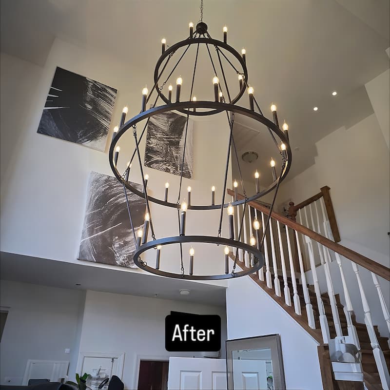 36 - Light Grand Multi Tiered Wrought Iron Chandelier, Candle - Style Lights for High Ceilings - 80.71"