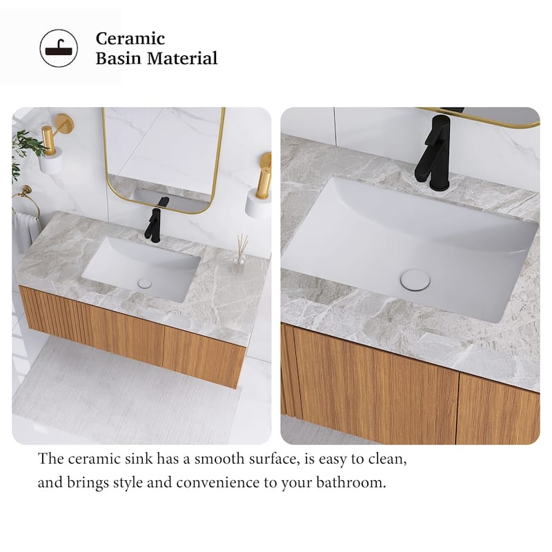 48" Wall-Mounted Bathroom Vanity with Ceramic Sink - 47.64'' x 18.9'' x 17.72''