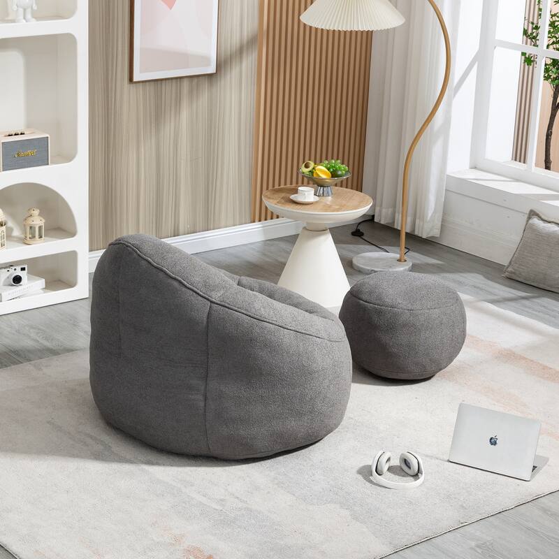 Roomfitters Bedding Bean Bag Sofa Chair - High Pressure Foam Bean Bag Chair for Adults with Padded Foam Padding and Footrest