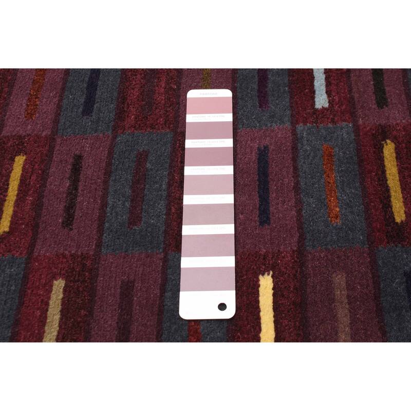 ECARPETGALLERY Hand-knotted Opulence Dark Magenta Wool Rug - 3'0 x 11'3