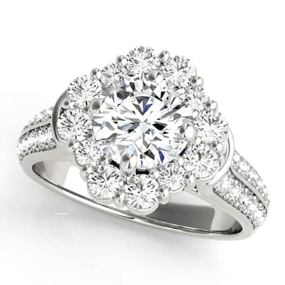 Auriya 14k White Gold Lab Grown Round Diamond Halo Engagement Ring 0.50 to 5.00 ct. tw. (F-G VS)