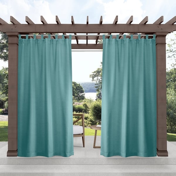 slide 2 of 11, ATI Home Indoor/Outdoor Solid Cabana Tab Top Curtain Panel Pair 54x120 - Teal