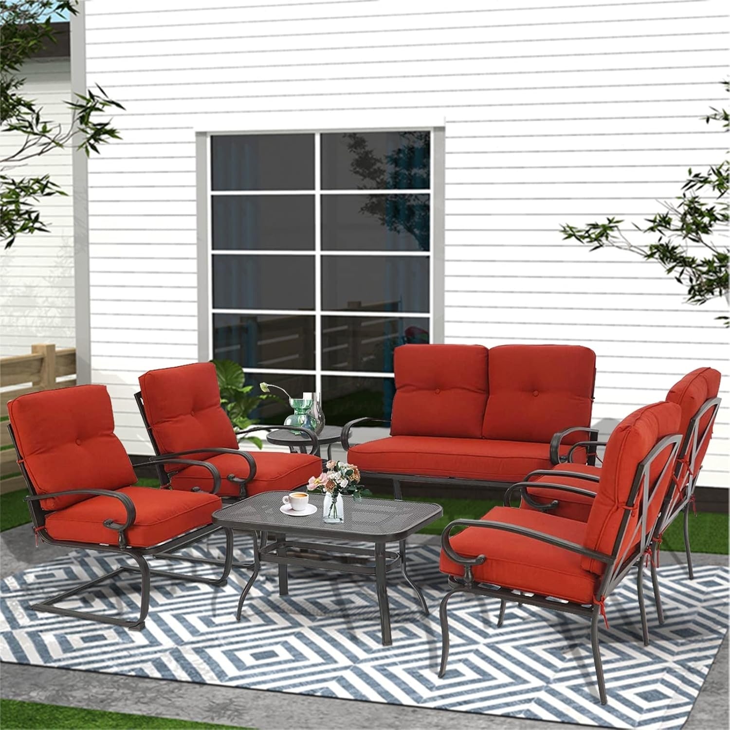 SUNCROWN 7 Piece Outdoor Metal Furniture Conversation Patio Set Bed Bath Beyond 34608788