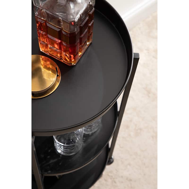 Kate and Laurel Celia Round Metal Bar Cart
