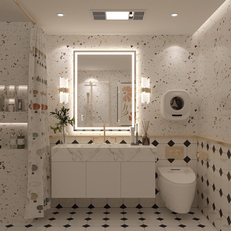 Large LED Bathroom Mirror with UL Listed, Front and Backlit, Anti-Fog