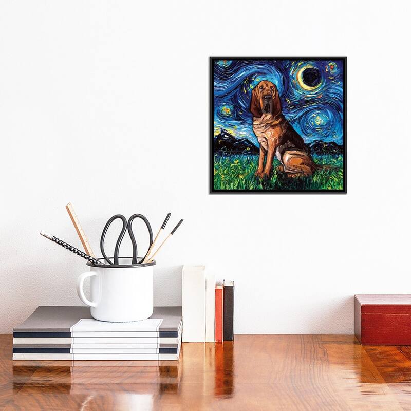 iCanvas "Bloodhound Night" by Aja Trier Framed Canvas Print