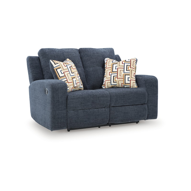 Signature Design by Ashley Danum Blue Reclining Loveseat - 64" W x 40" D x 41" H