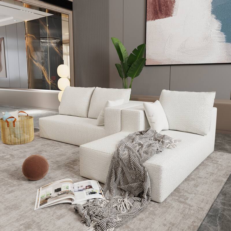 Beige Fabric & Foam Sofa and Sofa Bed, 107x39x26 inches, 166 lbs, Multi Combinations