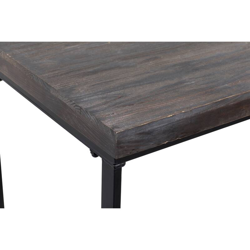 Wood Minimalistic Console Table with Black Metal Legs - Dark Brown - Roche River Decor - 18"Wx52"Lx33"H