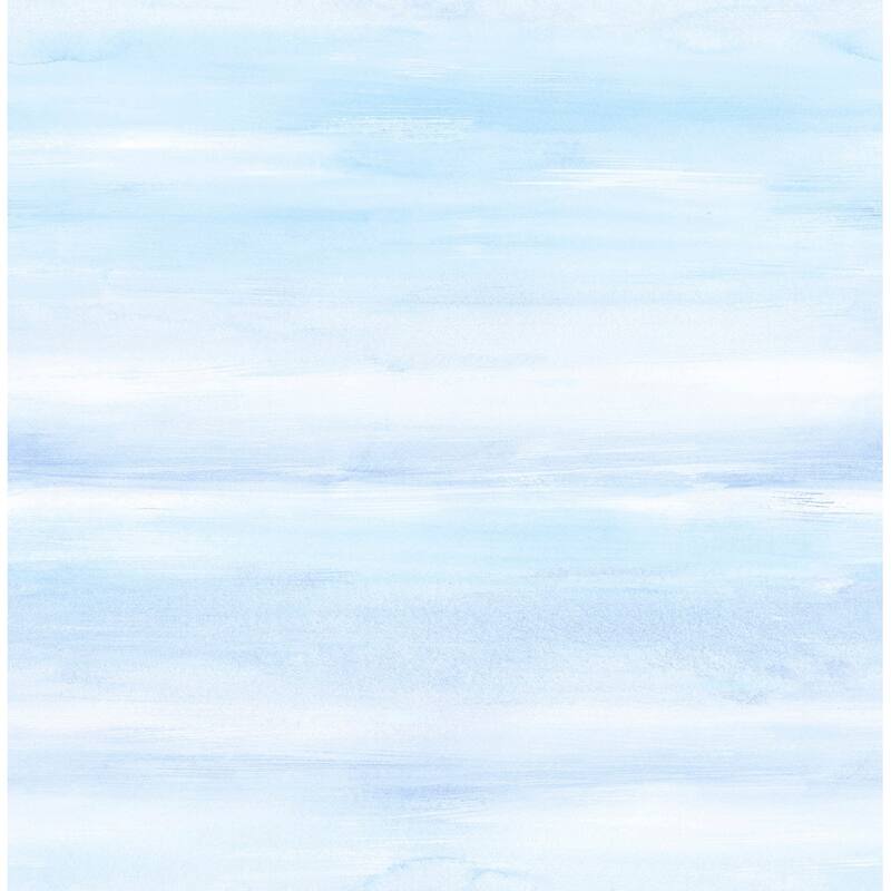 Seabrook Designs Day Dreamers Watercolor Unpasted Wallpaper - 20.5 in. W x 33 ft. L - Periwinkle and Sea Mist