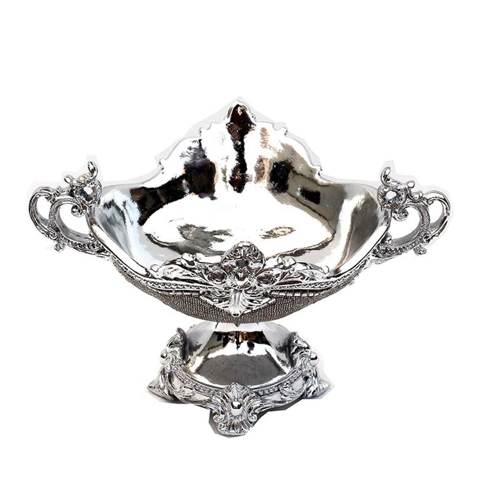 Clihome Chrome Plated Crystal Embellished Ceramic Fruit Platter