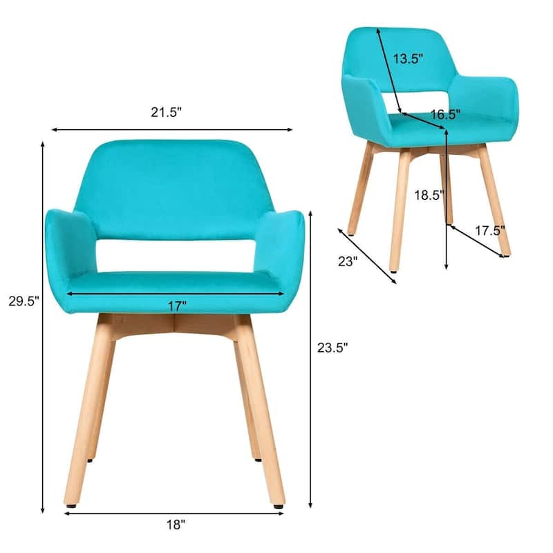 Set of 2 Modern Accent Armchairs - 21.5” x 23” x 29.5” (L x W x H)