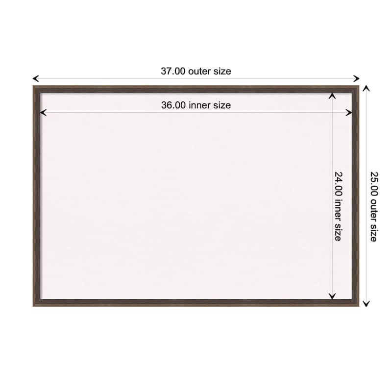 Hardwood Wedge Wood Framed White Corkboard Bulletin Board - Hardwood Wedge Mocha - Board Size 36x24
