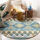 preview thumbnail 3 of 6, SAFAVIEH Handmade Aspen Gunlaug Rustic Boho Wool Rug 6' Round - Blue/Yellow - Round