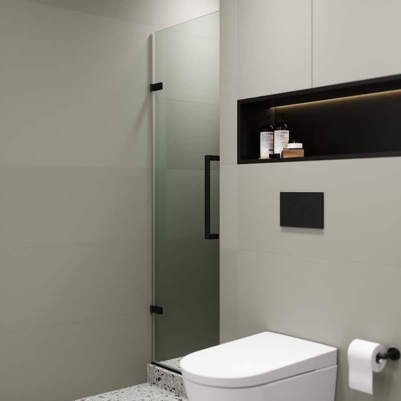 Fine Fixtures Hinged Clear Frameless Glass Shower Door Enclosure