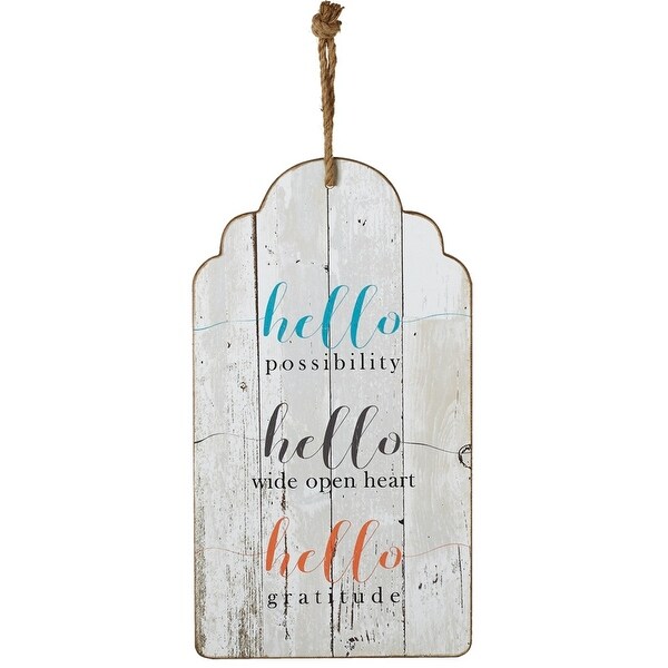 Pack of 2 Multicolored Inspirational Quoted Rectangular Tag Wall Decor with Rope 18" - N/A
