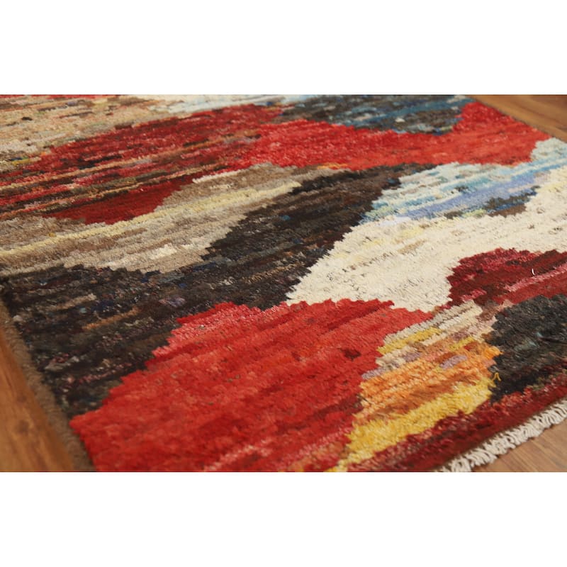Abstract Moroccan Oriental Rug Handmade Modern Tribal Wool Carpet - 3'8" x 6'9" - 3'8" x 6'9" - Multi-Color