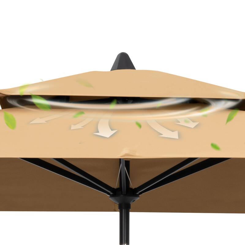 10 x 6.5 Ft Double Top Market Patio Umbrella with Base