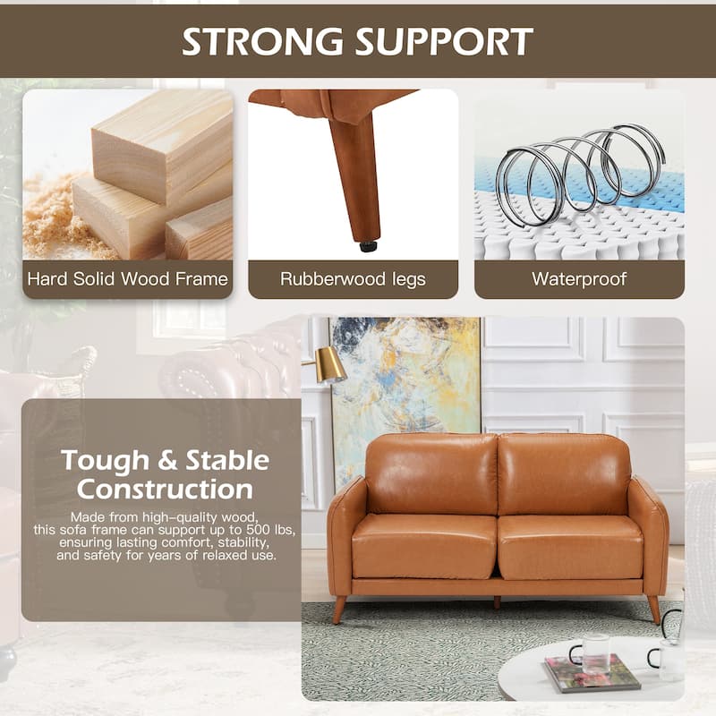 Modern double sofa for small spaces with storage, 2 soft cushions
