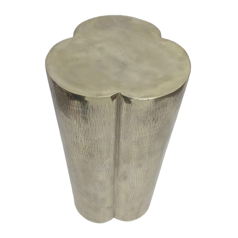 Metal Side Table with Modern Textured Base Elegant Narrow Home Decor