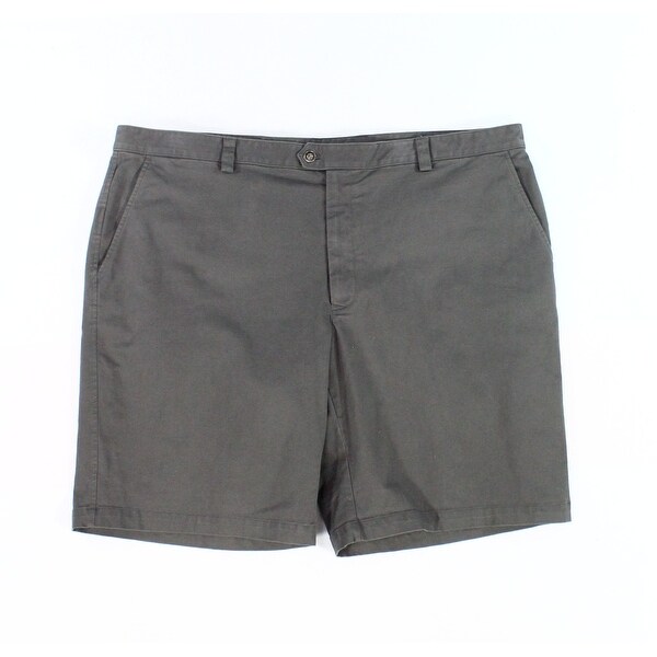 Shop Tasso Elba Gray Mens Size 36 Khaki Chino Twill Flat Front Shorts