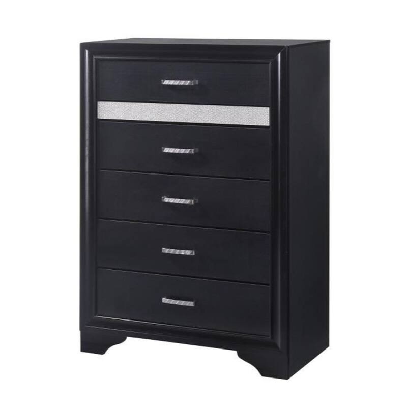 Wooden Drawer Chest with Hidden Jewelry Tray, Black