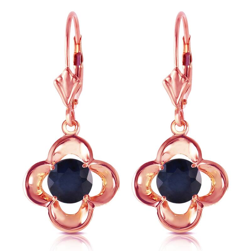 1.1 Carat 14K Solid Gold Leverback Gemstone Earrings Natural Sapphire
