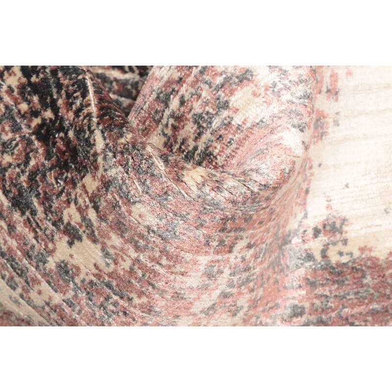 Hand Knotted Oriental Viscose Silk Carpet Modern All-Over Oranges & Rust Abstract Area Rug - 6' 5'' X 4' 7''