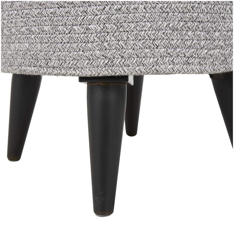 Polyester Chevron Textured Living Room Stool with Black Wooden Legs - Beige or Light Grey - Roche River Decor