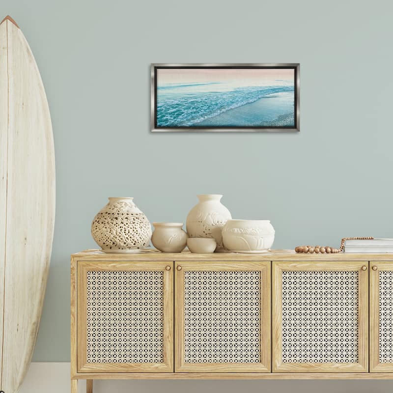 Stupell Luminous Sunset over Beach Framed Floater Canvas Wall Art Design By Mary Lou Johnson
