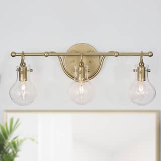 Modern Gold 3-Light Bathroom Vanity Light Wall Sconces with Glass Shade