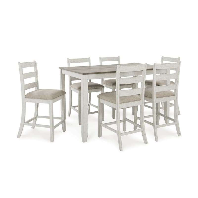 Signature Design by Ashley Skempton White Counter Height Dining Table and Bar Stools (Set of 7)