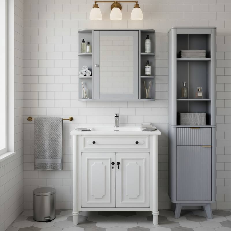 Christopher Knight Home - Modern Wall Mounted Medicine Cabinet with Mirror and Adjustable Shelves