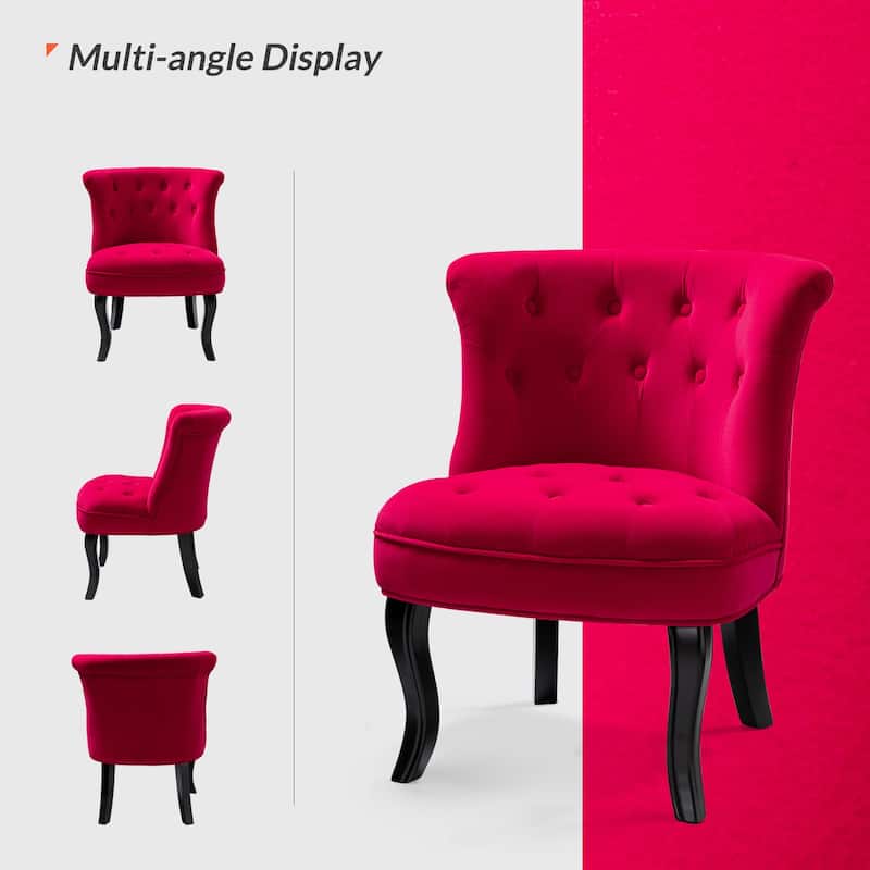 Paolino 25.1" Wide Traditional Velvet Button-tufted Back Stools with Wood Legs by HULALA HOME