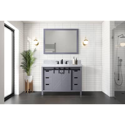 Marsyas 48 in W x 22 in D Dark Grey Bath Vanity and Carrara Marble Countertop