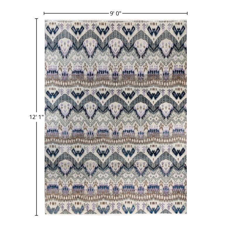 Ikat One-of-a-Kind Hand-Knotted Area Rug, Multicolor - 9' 0" x 12' 1"